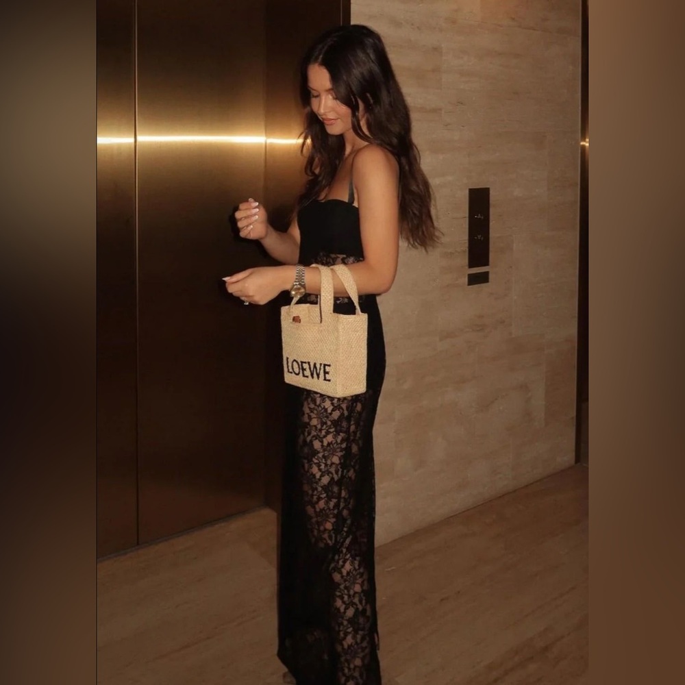 NEW!! Lovers + Friends Gracia Gown Black Lace Sheer Dress, L - Picture 7 of 12